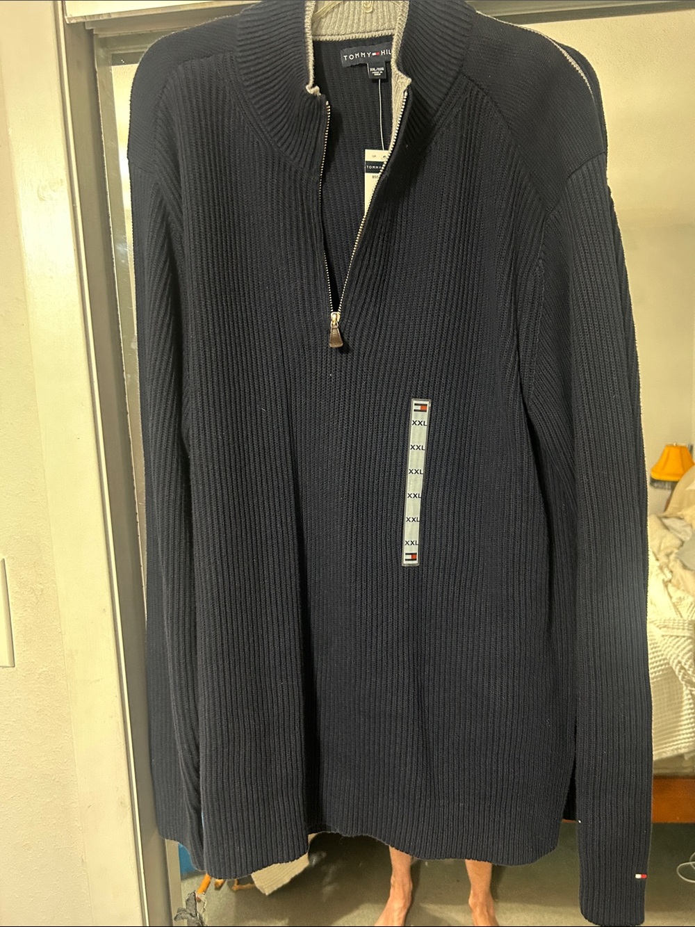 Tommy Hilfiger Men's Navy Ribbed Half-Zip Sweater
